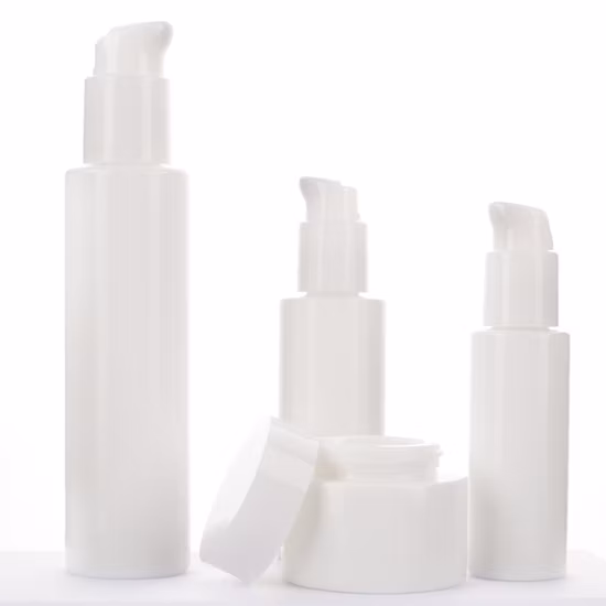 Customize 30ml 50ml 50g Opal Cosmetic Skincare Packaging Set Glass Cosmetic Jars and Bottles
