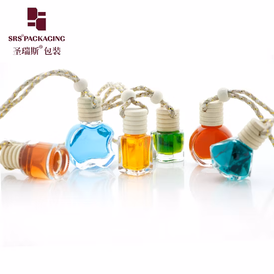 6ML 8ML10ML Großhandel Runde Quadratische Kosmetikverpackung Holz Kunststoff Deckel Dropper Auto Parfüm Duft Ätherisches Öl Diffusor Hängende Leere Glas Mini Flasche
