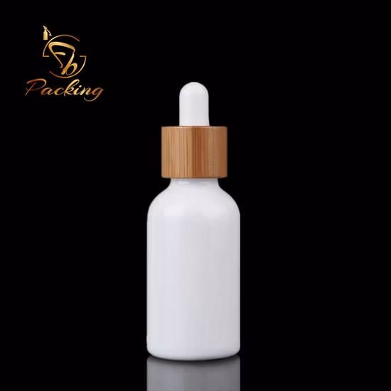 15 ml, 30 ml, 50 ml, weiße leere Opalglasflasche für ätherisches Öl mit Bambustropfern