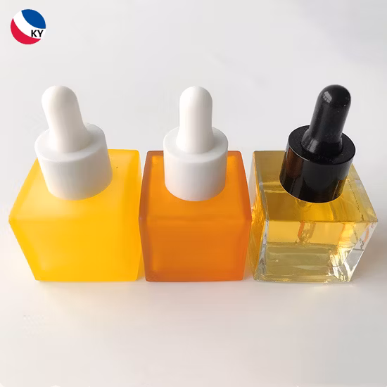 30 ml quadratische Tropfflasche aus Glas, 30 ml Flasche aus mattiertem farbigem Glas für ätherische Öle mit Tropf, 1 Unze Ölserumflasche
